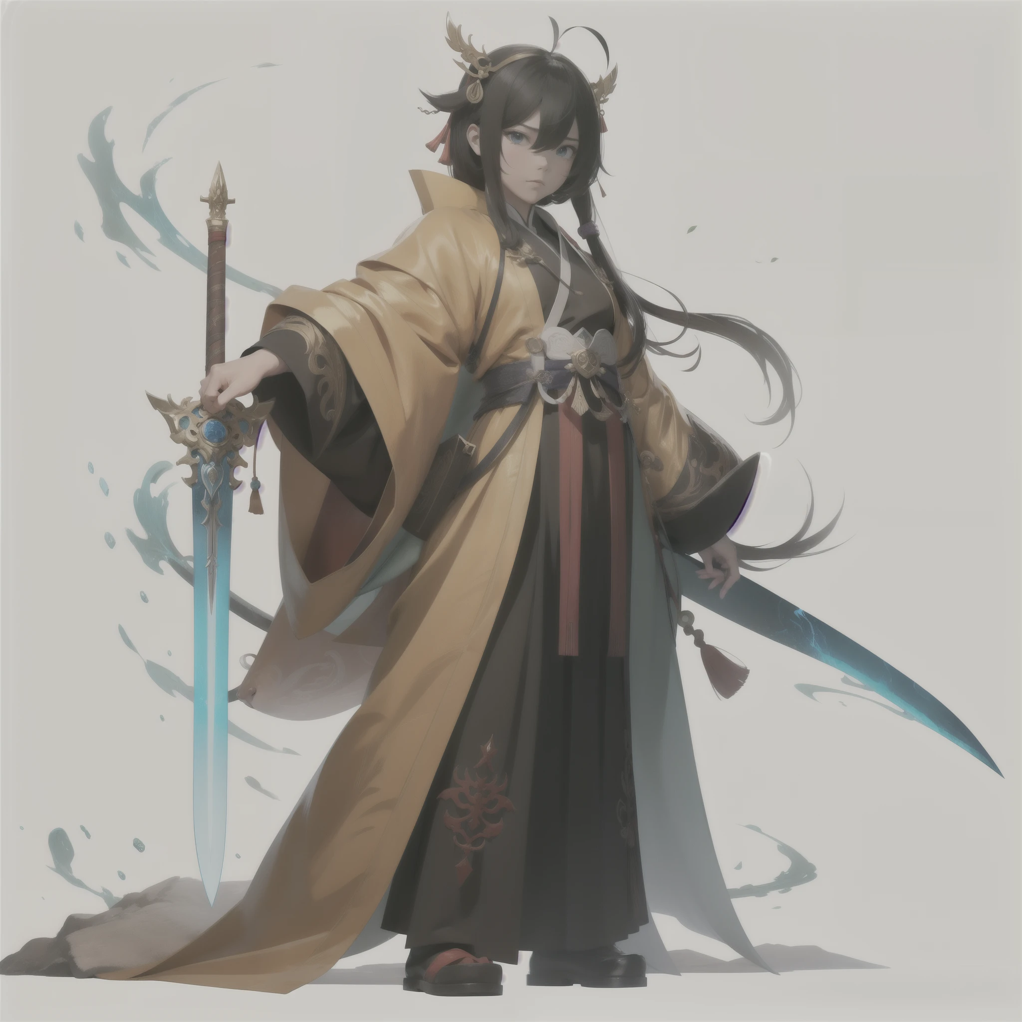 Anime Characters，Holding a sword，Wearing a dragon&#39;s clothes, author：Yang Jie, author：Chen Zhou, author Shen Zhou, by Zeng Jing, by Ren Xiong, Huang Shen, by Liang Kai, author：Li Song, g liulian art style, author：Russell Dongjun Lu, by Li Zai, Chen Jiru