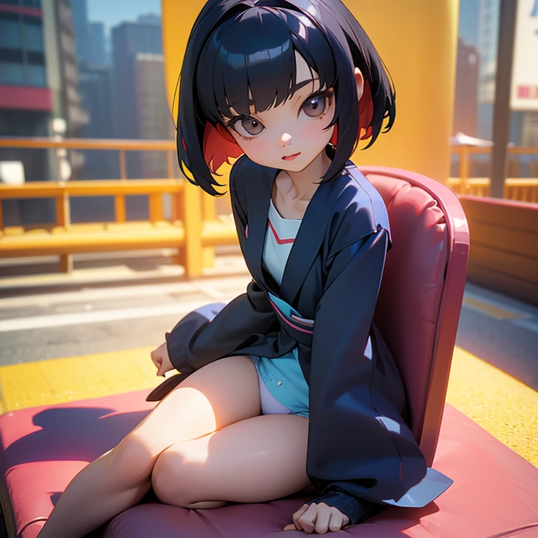 One woman、((3D Animation))、cute、(((18-year-old)))、Shiny Hair、bob hair、Random Pause、Random outfit、cute服、Sexy pose、Dating in the city、mini skirt、cute服、Low angle、Sit in your seat、Amorous、Sexy inner thighs、Sexy underwear、Wearing panties