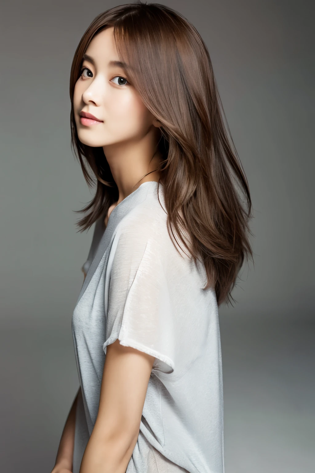 Hair Catalog,Medium Hair,cute,studio,concrete,Double,Half model,