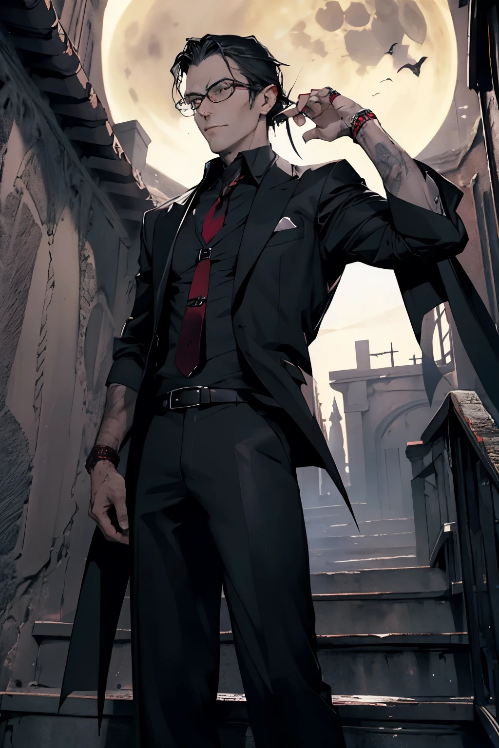 a young umbrella academy boy with a gun and with blood everywhere is fighting with an agent enemy