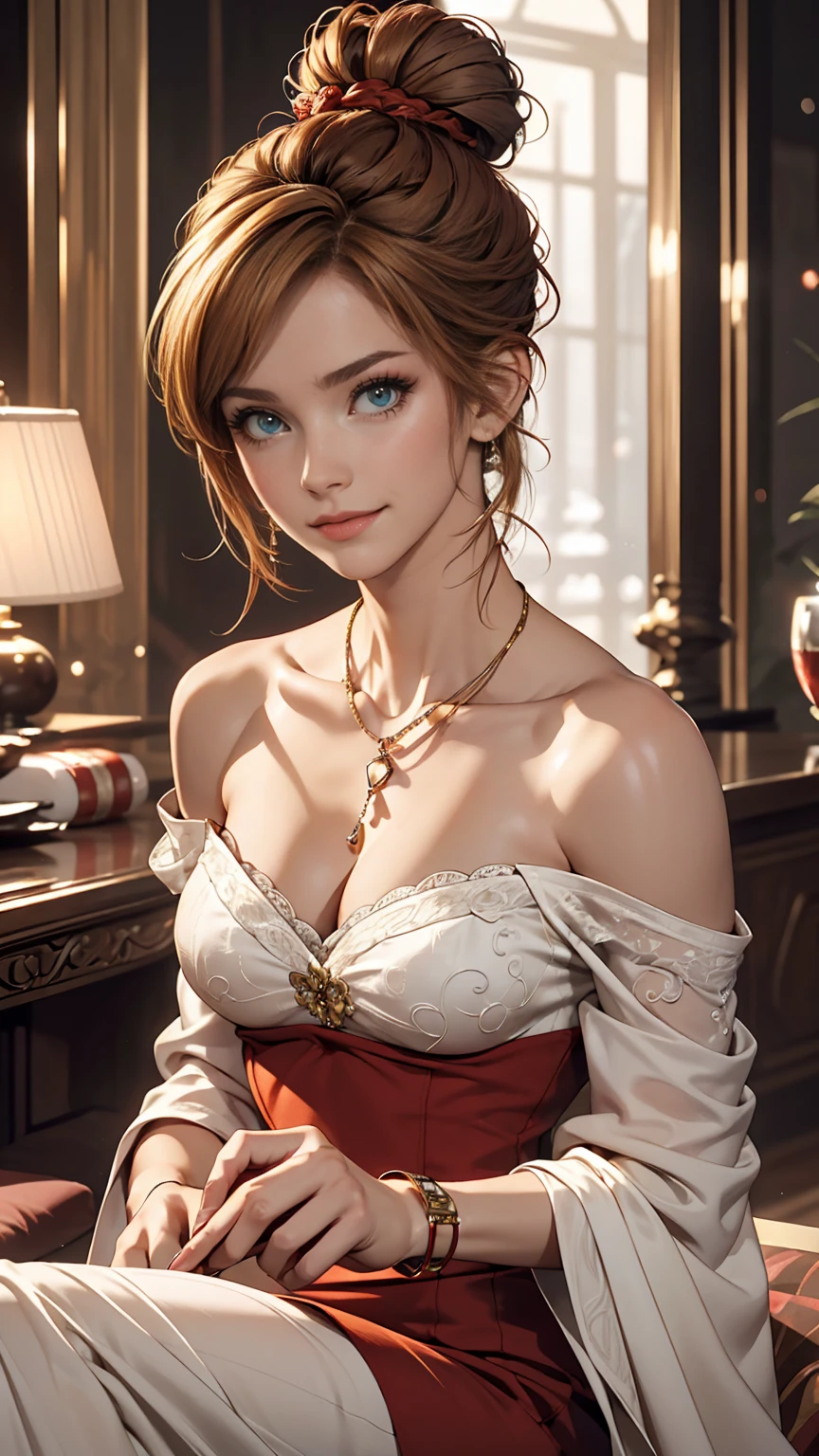 ((最high quality, 8K, masterpiece: 1.3, Ultra HD, high quality, 最high quality, High resolution, realism)) 、A 22-year-old extremely beautiful white woman、Slender but well-proportioned body、Hair color blonde、blue eyeedium Hair、Straight Hair、smile、Background blur((depth of field))、Aerial perspective((atmospheric perspective))、I want my head to stay off screen、Put an anklet on your ankle、Wearing red nail polish、I have a peticure、Slender but well-proportioned body、Inner Color((colored inner hair))、Side-swept chignon((side bun))、off shoulder((mini length))Bodycon Wear、Bend forward to emphasize cleavage、
Wearing high heels、In a luxurious hotel lobby、There is a front desk、Lavish interior、luxurious furniture、Luxurious sofa
