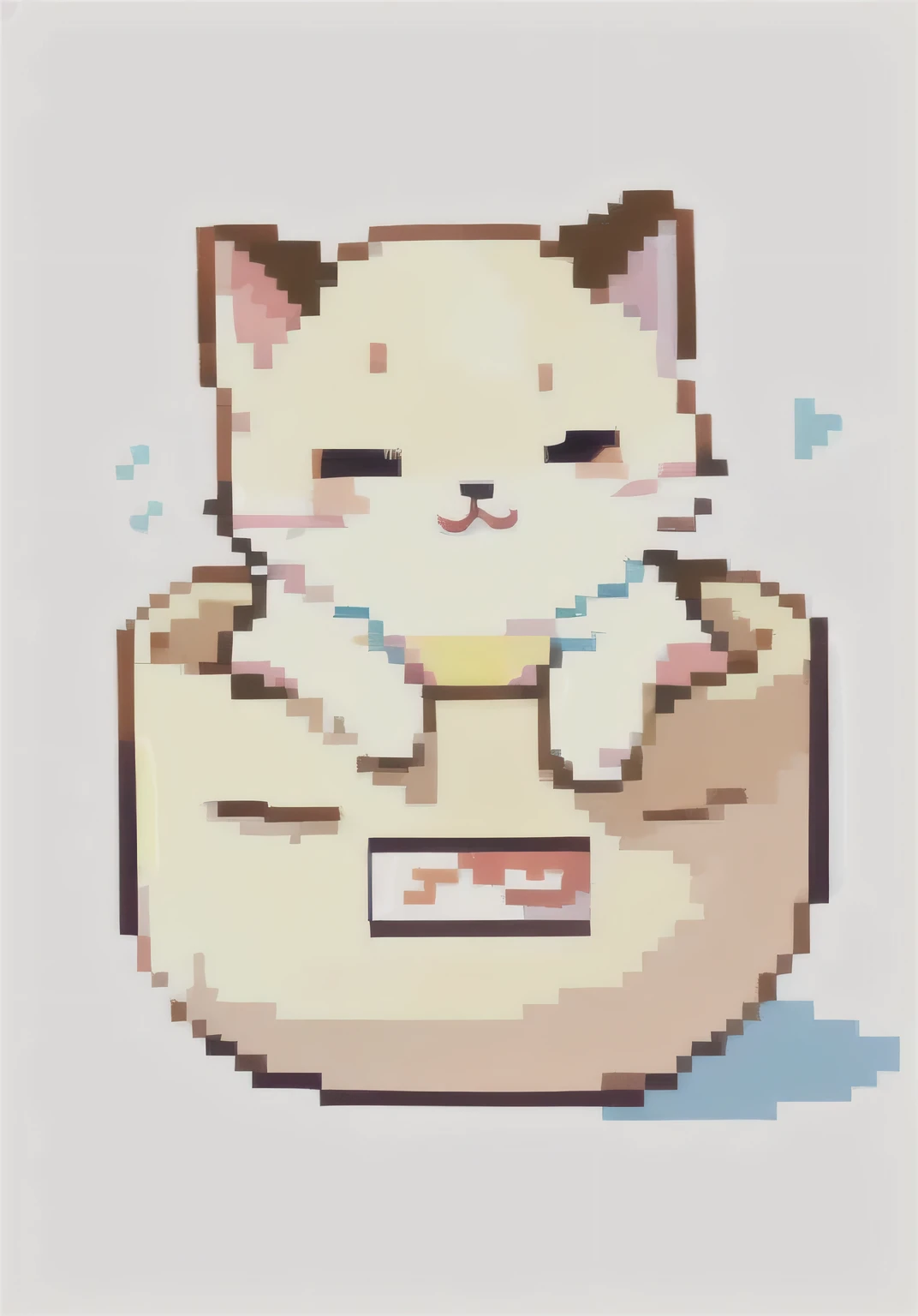 pixai, cute white cat, simple background, flat colors