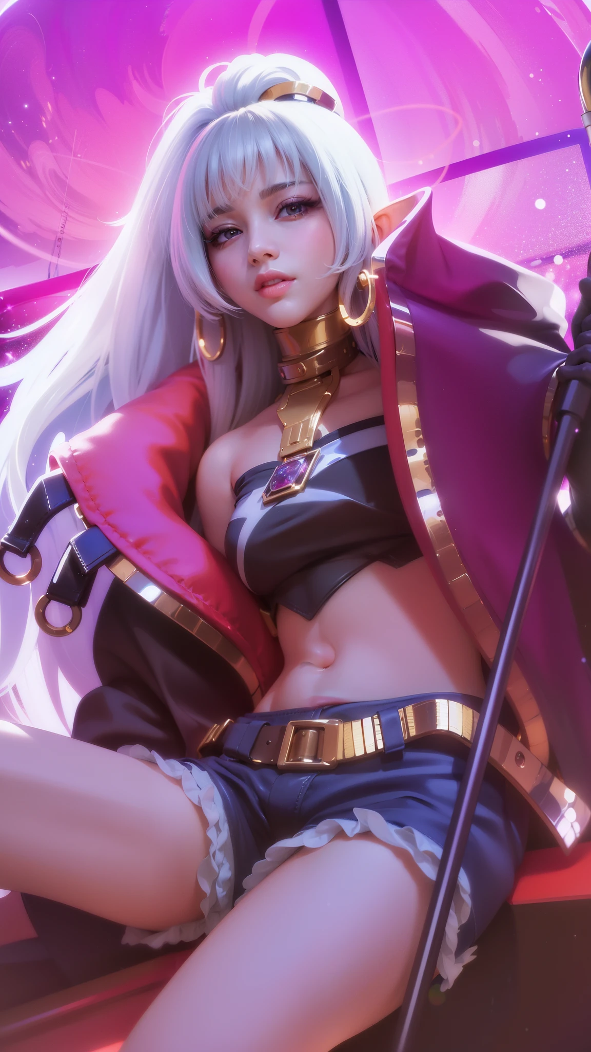 (8k, RAW photo, photorealistic:1.25) ,( lipgloss, eyelashes, gloss-face, glossy skin, best quality, ultra highres, depth of field, chromatic aberration, caustics, Broad lighting, natural shading,Kpop idol) looking at viewer with a serene and goddess-like happiness, elf ears