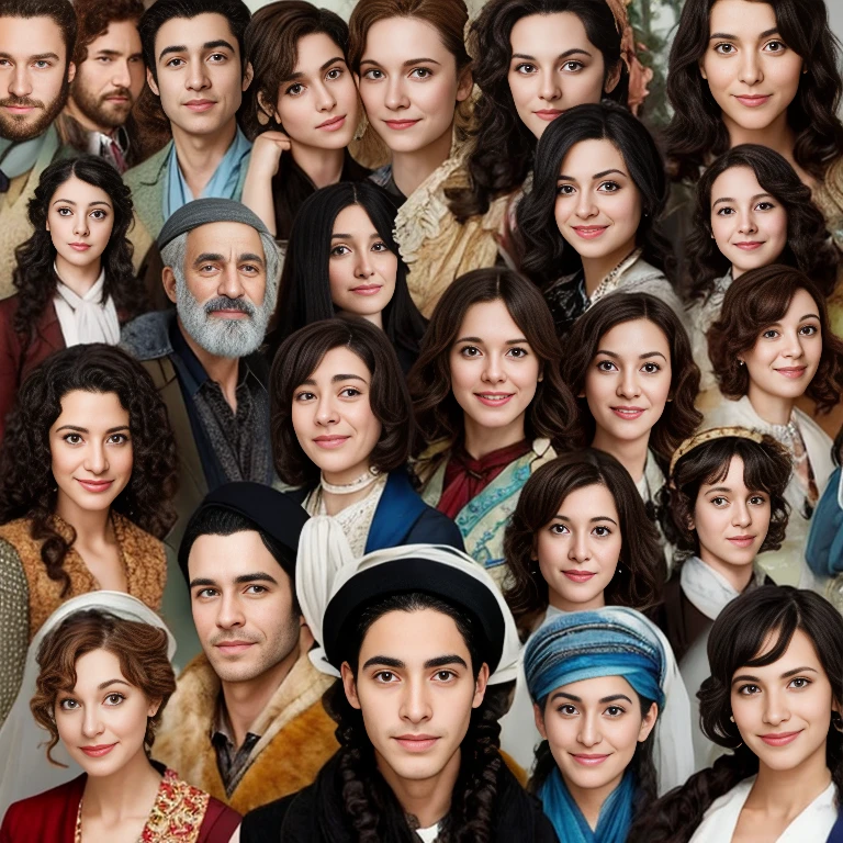 beautiful jews. focus on the characters, focus on the characters' faces