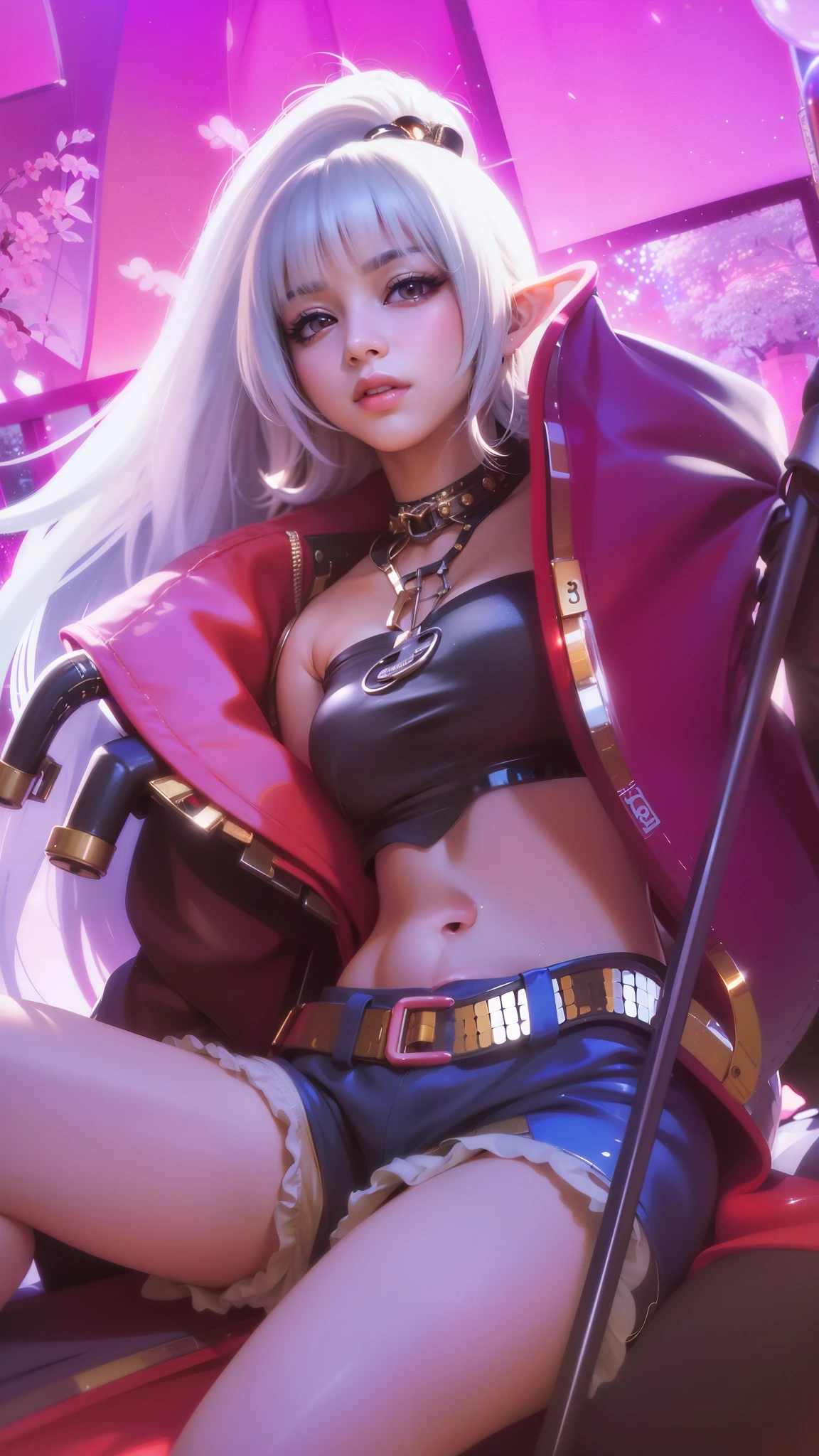 (8k, RAW photo, photorealistic:1.25) ,( lipgloss, eyelashes, gloss-face, glossy skin, best quality, ultra highres, depth of field, chromatic aberration, caustics, Broad lighting, natural shading,Kpop idol) looking at viewer with a serene and goddess-like happiness, elf ears