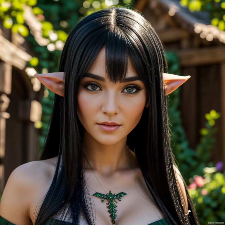 realistic elf woman, very detailed faces, black hair, full body, NSFW, red blush, blushing, slim abdomen: 1.2, detailed eyes, sexy, undressed, naked, open mouth,