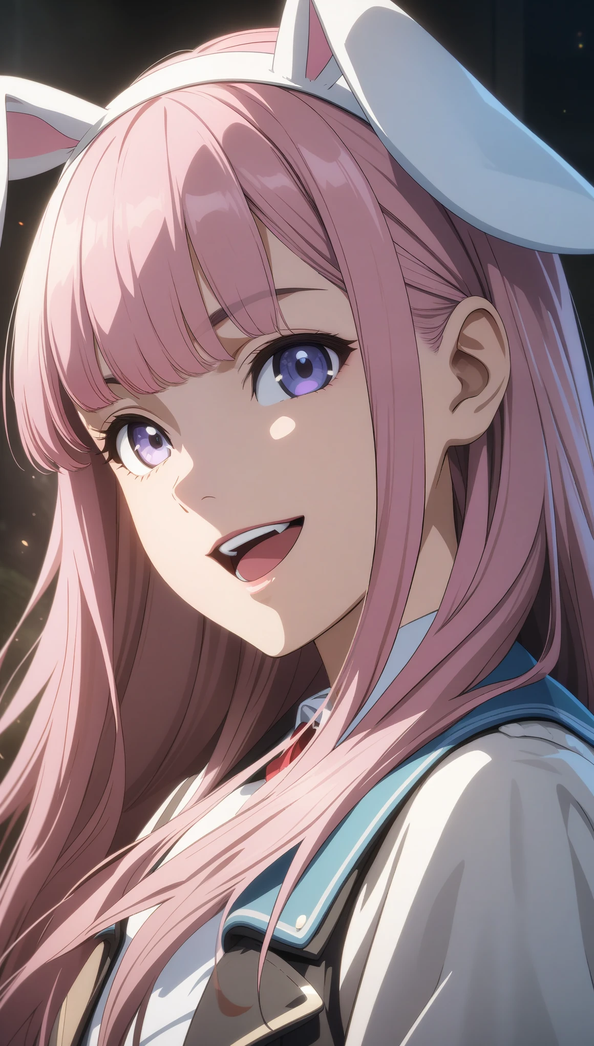 32k, best quality, ultra high res, HDR, UHD, extremely detailed CG, unity 32k wallpaper, Anime Style, Cartoon close-up of a woman with bunny ears and a tail, With rabbit tail, With rabbit ears, Girl Design, times, Portraiture, Gisha, Anime Images, Long Hair, Pink Hair, Hair covering the ears, Happy, Sophisticated and powerful appearance, exotic, expensive, 
