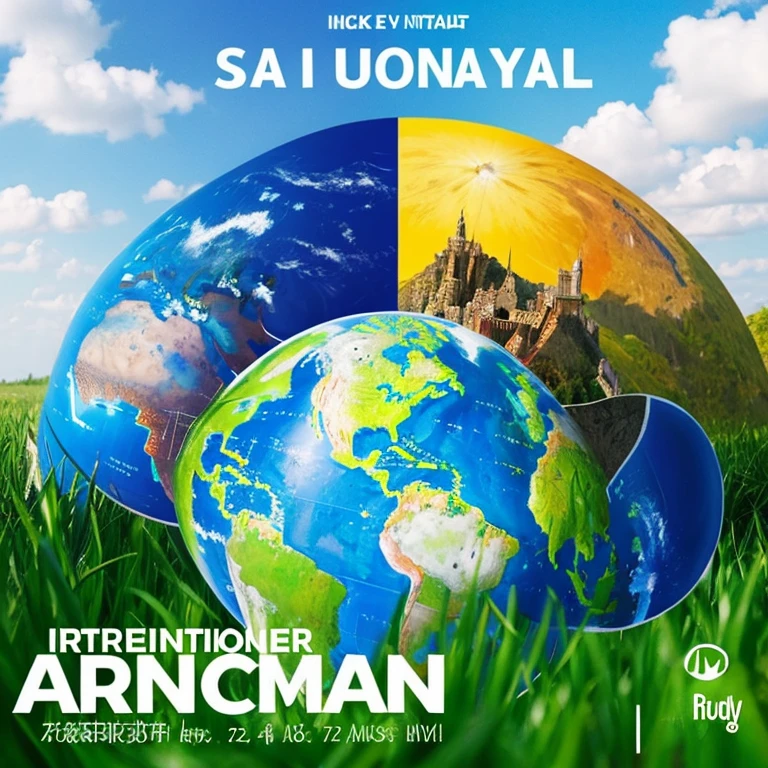 Make an International Earth Day poster with 2 phrases and as beautiful as possible in Spanish