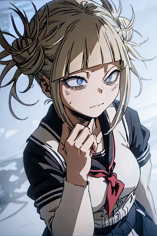 Himiko toga,(Boku no hero academia),(wearing),+,(A black and white women's traditional Japanese school uniform)