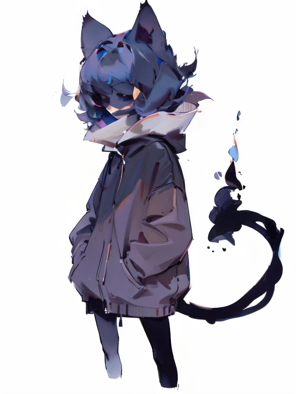 (masterpiece, Best quality), ((1 cat)), Beauty, dramatic, Black tone, BREAK Underexposed lighting, big cat mask, monster-cat