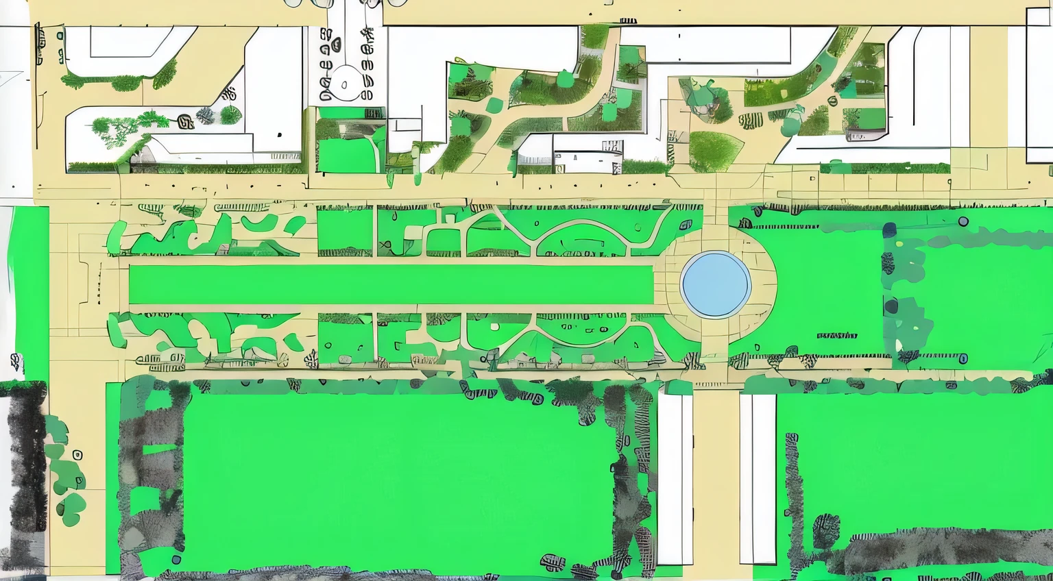 a diagram of um parque with a pond and a lot of trees, paisagem do jardim real, reduced view, architectural plan, high resolution details, architectural planning, hq muito detalhado, Design muito detalhado, 2d aerial view, um parque, detailed digital illustration, clear detailed view, 2d axonometric aerial view, Detailed rendering, Extremely high level of detail..