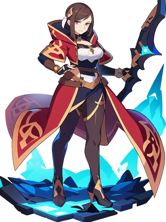 (stand posture), cute eyes, adult woman,, solo, high fantasy outfits, ((white background)), (full body), holding weapon,