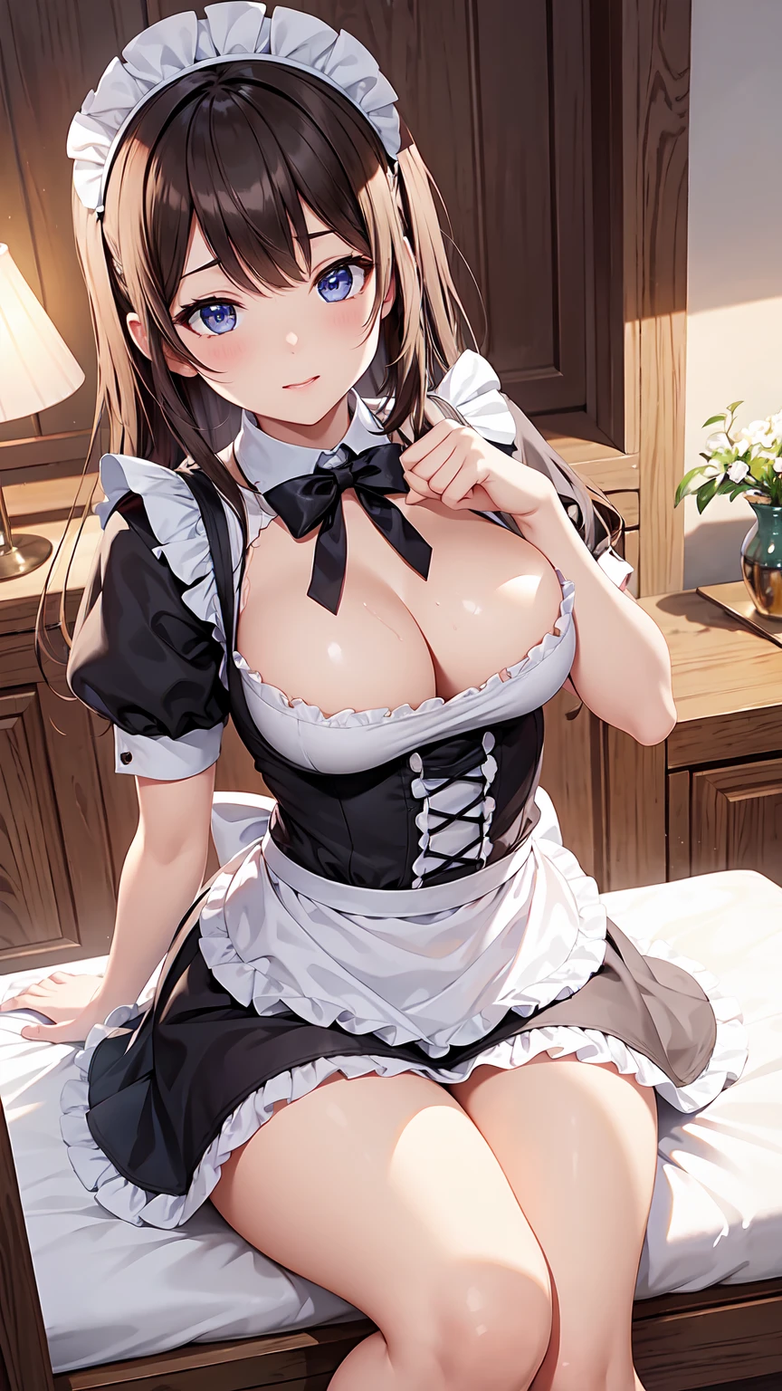 highest quality、Insane beauty、Realistic illustrations、4K、8K、beauty、Dynamic Angle、Cute Maid Girl、Lewd Style