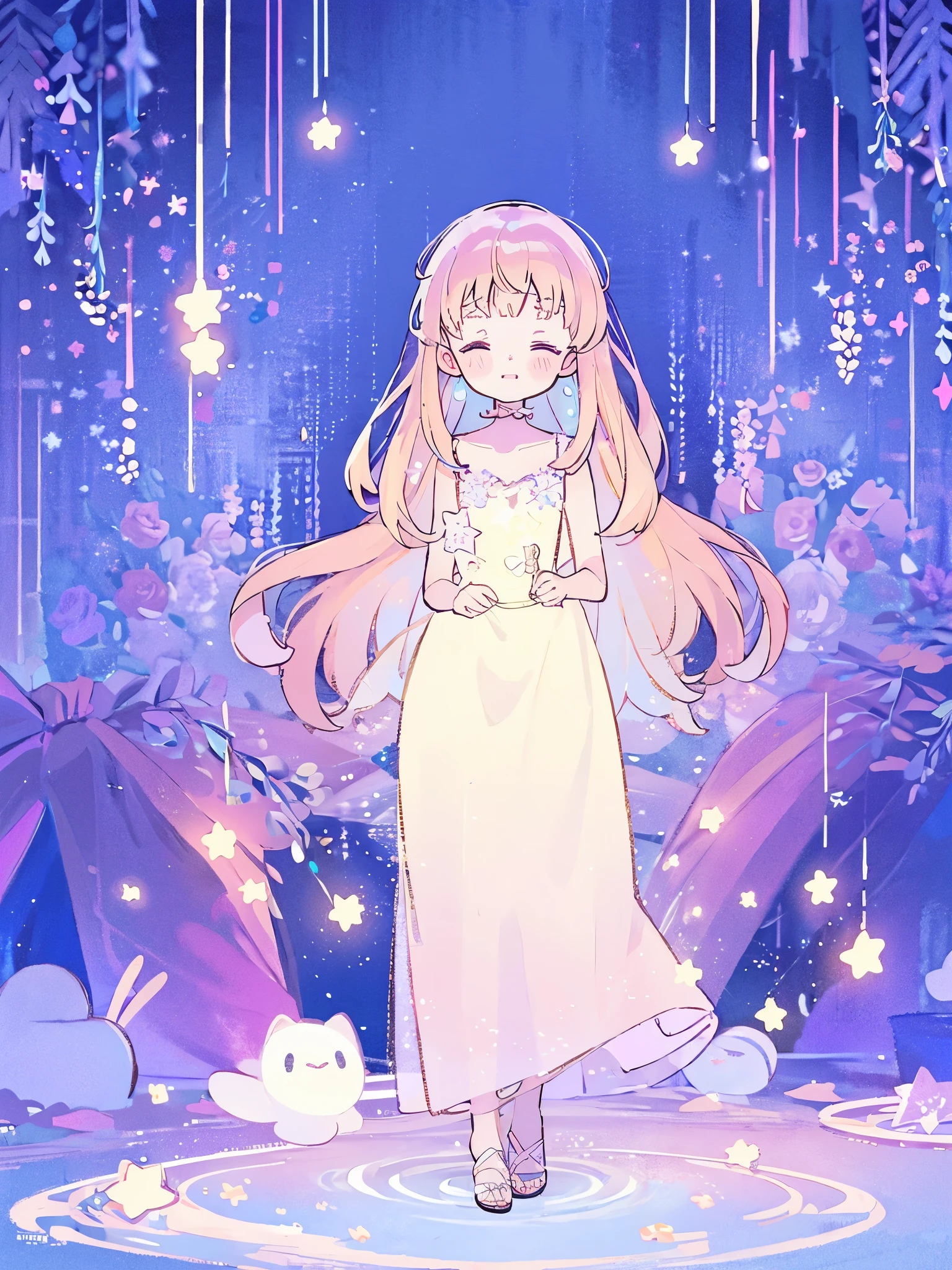 complex background, wishing star background, a woman wearing an ethereal mystical pink translucent dress that reflects the stars, perfume promo art, mystic, complex drawing, highly detailed, Covergirl brand, promo art, artistic rendition, ethereal, starry night, midjourney style