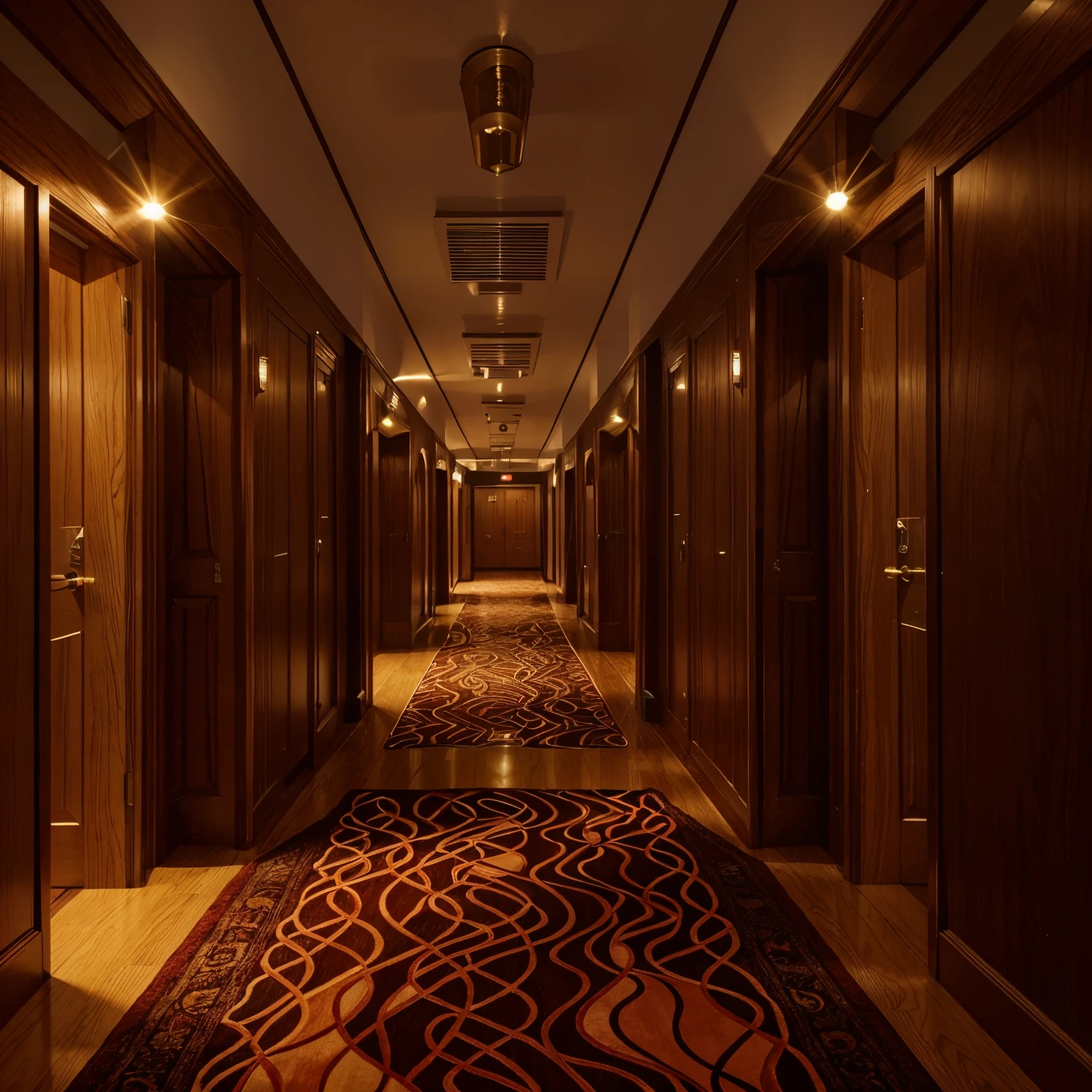 corridor with a red carpet and wooden doors leading to a corridor, long corridor, in a hotel corridor, adjacent corridors, the shinning hotel corridor, corridors, corridor, corridor landscape, corridor, infinite corridor, curved corridors, long dark corridor, apartment corridor, narrow corridor, rows of doors, an empty corridor, carpeted floor, длинный corridor