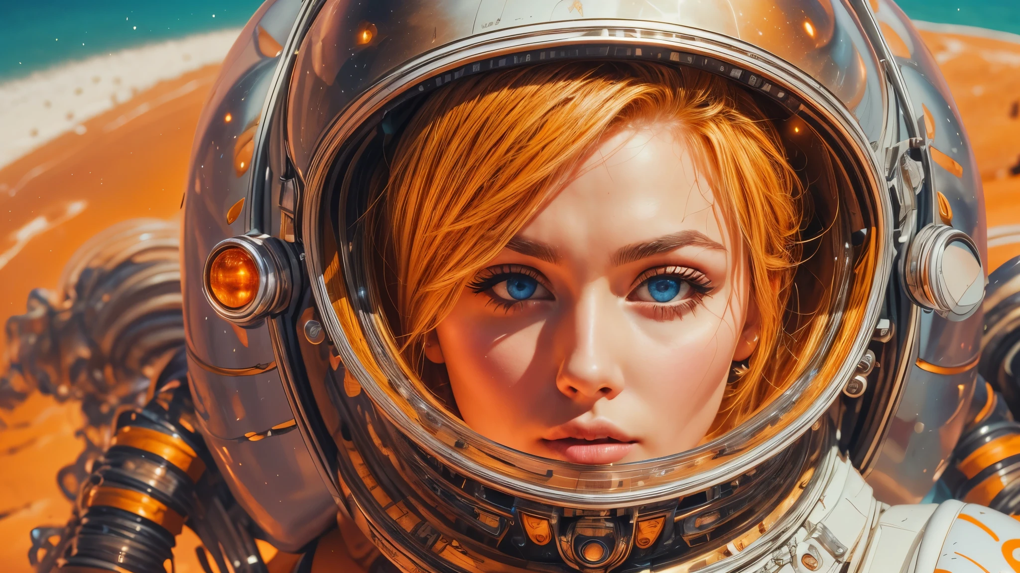 A close up of a woman in a space suit with a helmet on - SeaArt AI
