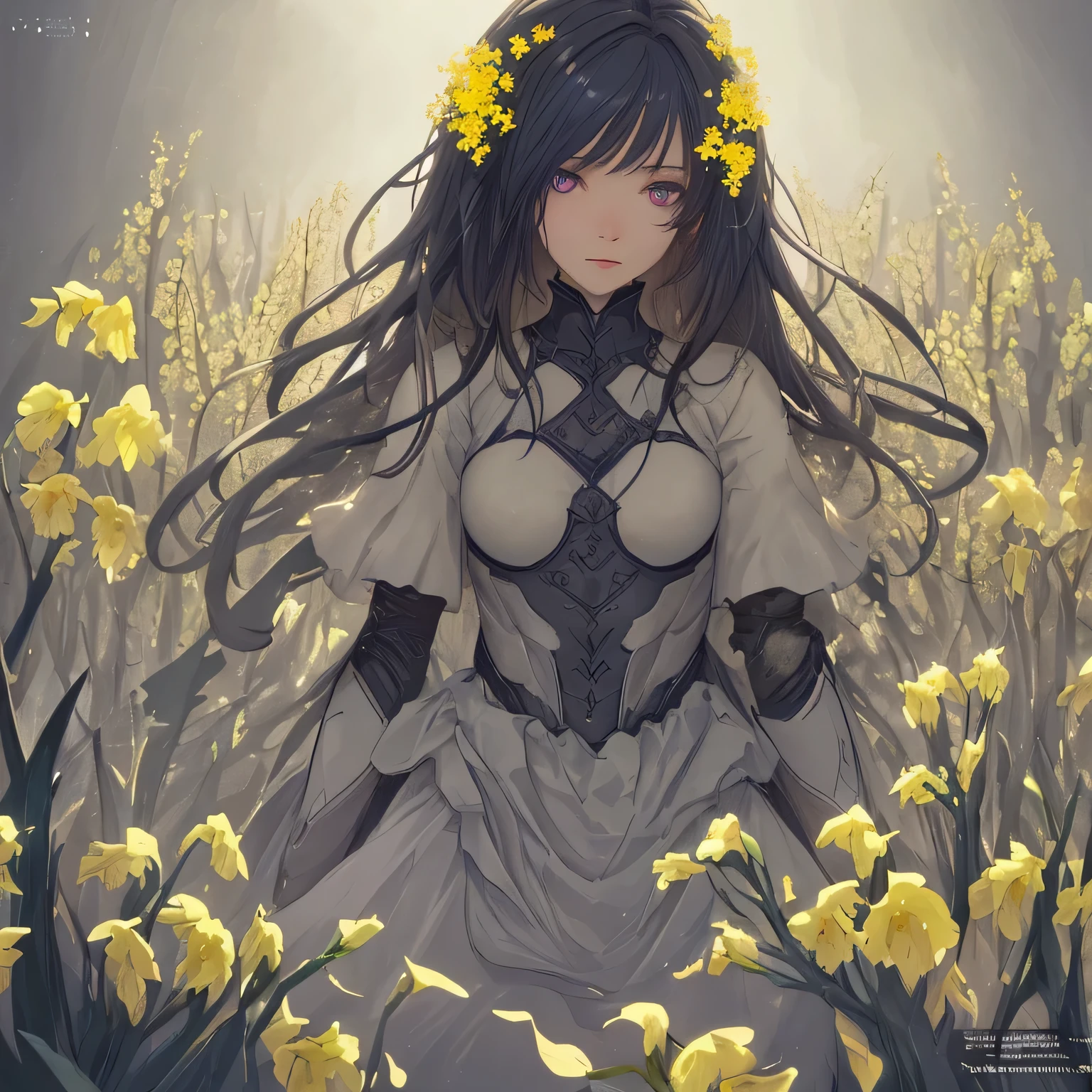Works inspired by rape blossoms, ((highest quality)), High resolution, 8k, Cinematic Light, High Contrast, Written boundary depth, Strong brilliance, Detailed Background, One Girl, cute, fine grain, Shining Eyes, Detailed Iris,
