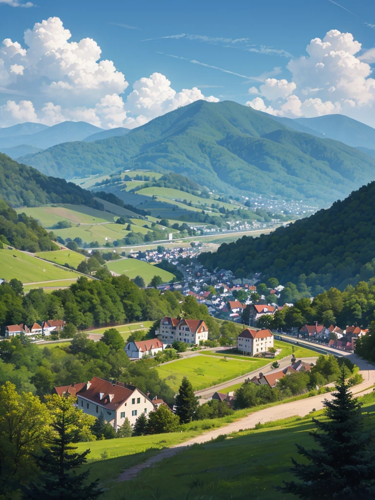 A town with hills