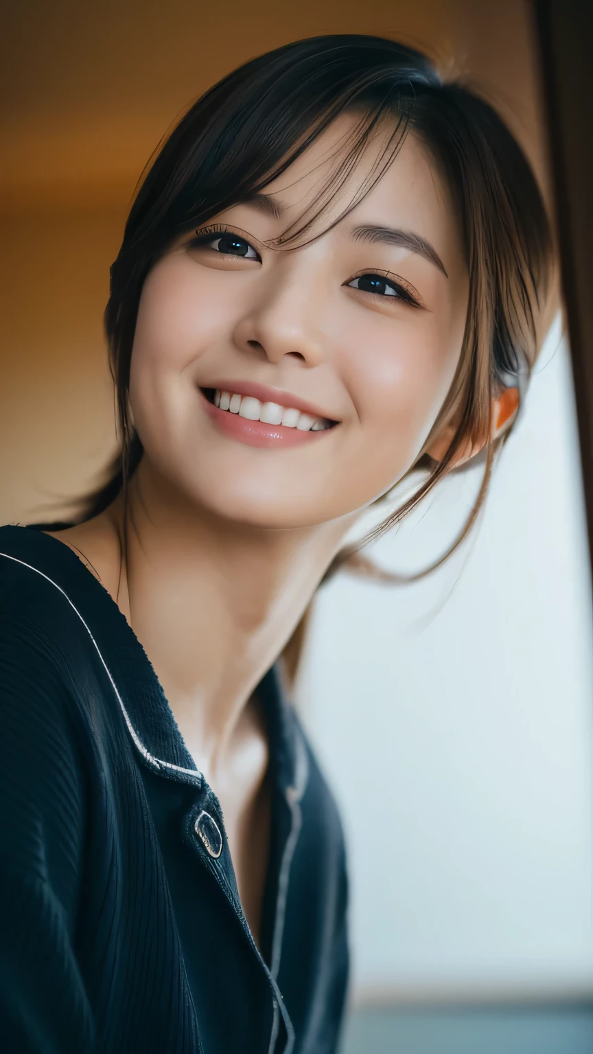 (highest quality,masterpiece:1.3,Ultra-high resolution),(Very detailed,Caustics,8k),(Realistic:1.4,RAW shooting),1 girl,(smile and look down at the camera),(Front shot:1.1),(look forward to),18-year-old,cute,Japanese,Black short ponytail,,glamorous,(big ),( close),street,sunlight,Natural light,sunlight,Professional Writing,(Cowboy Shot),(Low position:1.3),(Low Angle:1.3)