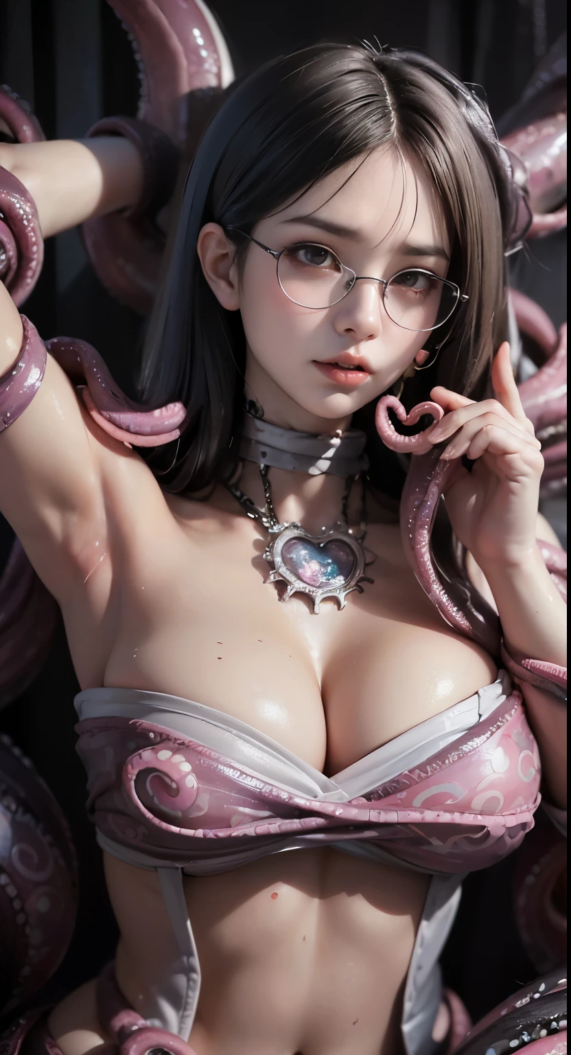 Realistic, Surreal, Cinema Lighting, 32k, 1. Gothic ta Girl,Accurate Gothic Loliostume、 (There are many tentacles around)、(((Cheeky Tentacles)))、 Backlight, (Bright light:1.2), (Improvement of quality:1.4), (Highest quality Realistic textured skins:1.4), Detailed face, short hair, bangs,Big Breasts、Abdominal muscles (Enhances the beauty of skin texture:1.1), Matte texture、Gothic Lolita GUnderwater、Full body portrait、seabed、Countless tentacles spread out、Gothic Lolita girl tentacle fuck image , (((Tentacles give Supergirl a deep kiss)))、(((Inserting tentacles into a Gothic Lolita girl'h)))、(Girl with a look of anguish:1.9)、(The tentacles pry open Supergirl'mouth、Supergirl can open her mouth wide、Tentacles wrapped around a girl'head:1.5)、(bondage)、Burp once、Thick tentacles bind the whole body、(Smooth tentacles with a texture similar to raw meat:1.3)、cum in mouth、facial、(A mouthful of thick tentacles)、