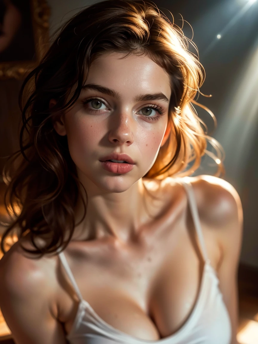 (best quality, masterpiece, highest detailed), (photorealistic:1.2), (detailed light:1.2), (Realistic skin texture:1.4), raw photo, portrait of Diana Melison, fake breast, nude breast, nude pussy