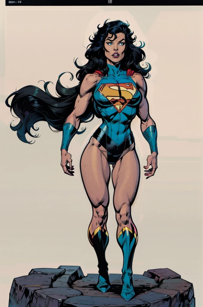 girl, black hair, long hair, dark green eyes, high leotard, standing, comic book style, perfect legs, white background, wide shot, 16k, 8k, 4K, HD, 1080P, high resolution, best quality, high quality , high details, super detail, anatomically correct, masterpiece