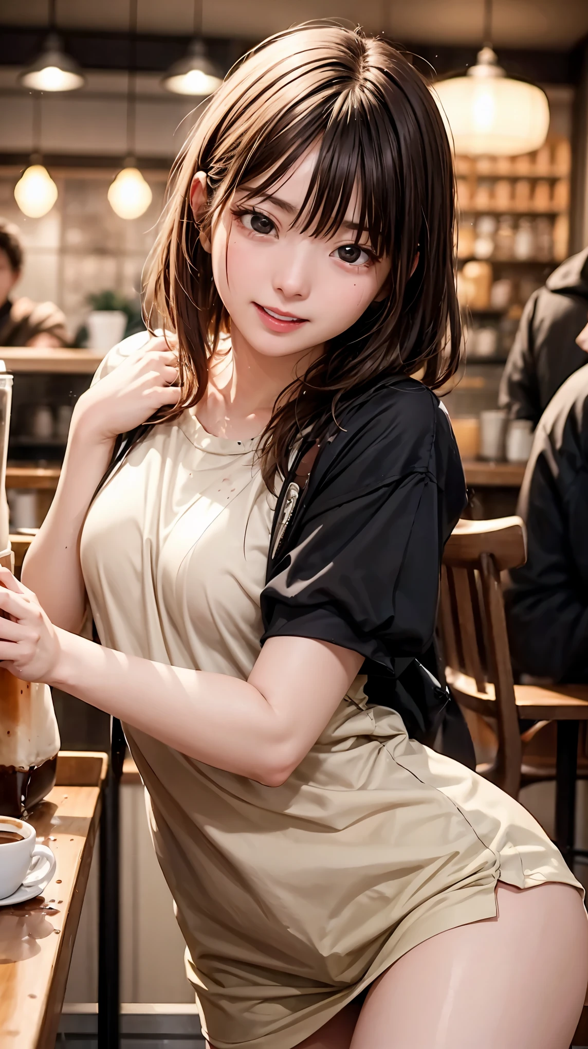 Gakki, a 20-year-old woman, sits in a bar