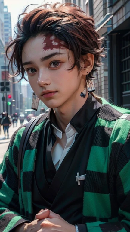 (1 boy:1.2),(male face details:1.2),more details in eyes,cute,looking at viewer, face,details sky,handsome,young,juvenile,((masterpiece:1.4,best quality)),multiple details, eyeshadow,sfw, full shot, green valley,
(TANJIRO), (ORIGINALOUTFIT), (SCAR,SCAR ON FOREHEAD, CHECKERED CLOTHES, 1BOY, RED HAIR),green and black clothes, high res, ultra detailed character,