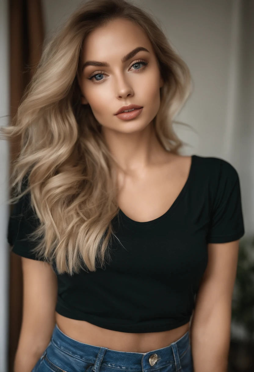 woman with matching tank top and panties, fille sexy aux yeux bleus, Portrait Sophie Mudd, Portrait de Corinna Kopf, cheveux blonds et grands yeux, selfie of a young woman, ohne Maquillage, maquillage naturel, Look directly into the camera, Visage avec Artgram, dezentes Maquillage, Superbe photo du corps entier, dans la chambre, gros seins, Blonde, Latin