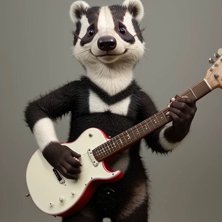 a badger playing guitar