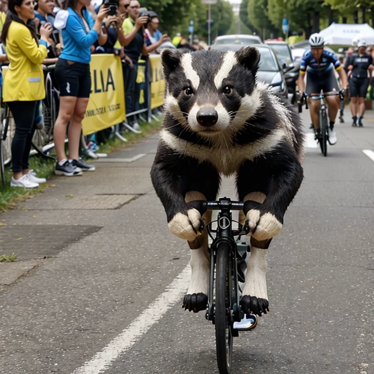 a badger cycling at tour de france