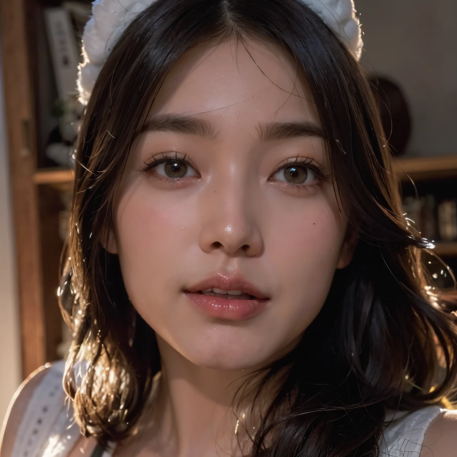 (obra-prima:1.3), (8k, Photorealistic, Fotografia crua, Qualidade de imagem superior: 1.4), High school girls in Japan、(random hairstyles:1.2)、decote do peito:1.2、Rosto super detalhado、Olho de detalhe、double eyelid、Junte seu peito、sharp focus:1.2、mulher bonita:1.4、cabelo castanho claro、Maximum quality、obra-prima、Super high resolution、(Photorealistic:1.4)、Highly detailed and professional lighting smile、Malhas soltas e leves、Ombro para fora、delgado、serious  expression、cabelo curto、Fatal position