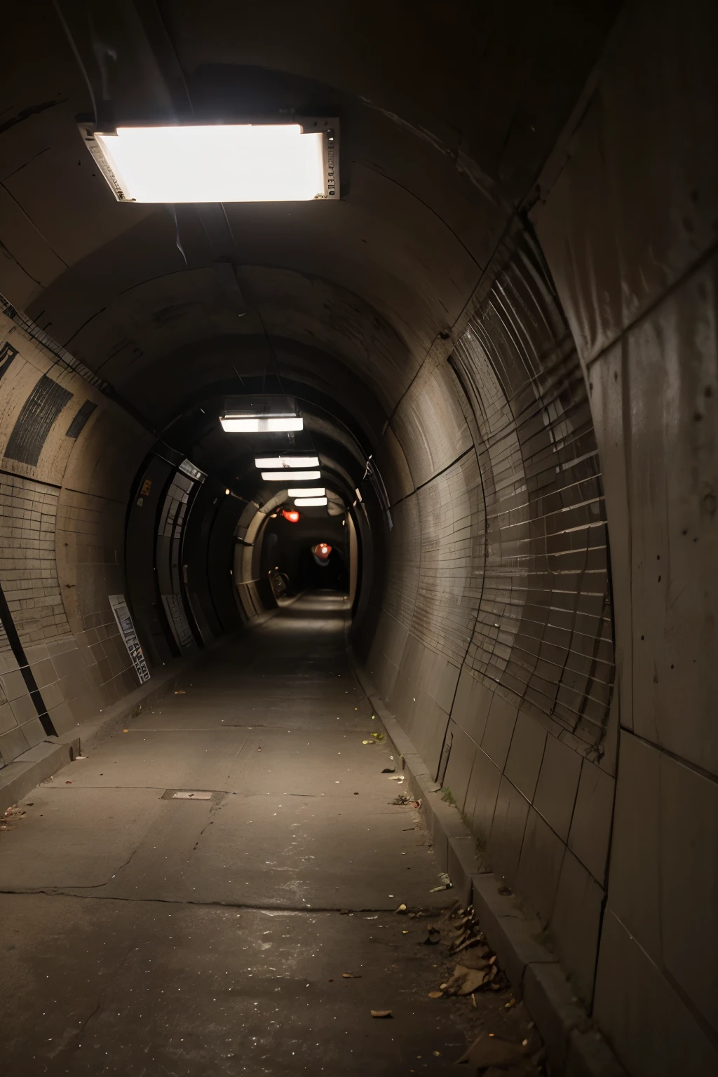 tunel obscuro con un logo de cuero en el centro del tunel