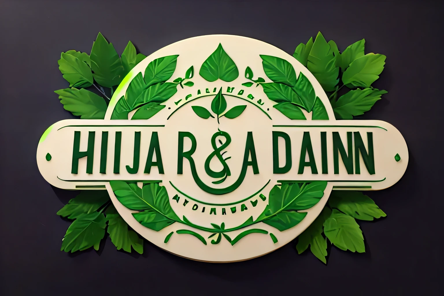 arafed sign with leaves and a green leaf on it, logo art, 3 d logo, ultra realistic 3d illustration, illustrated logo, header with logo, highdetailed, by Galen Dara, high detail render, digital art highly detailed, rendered in cinema 4 d, rendered in cinema4d, high detailed official artwork, high res render, 3 d finalrender