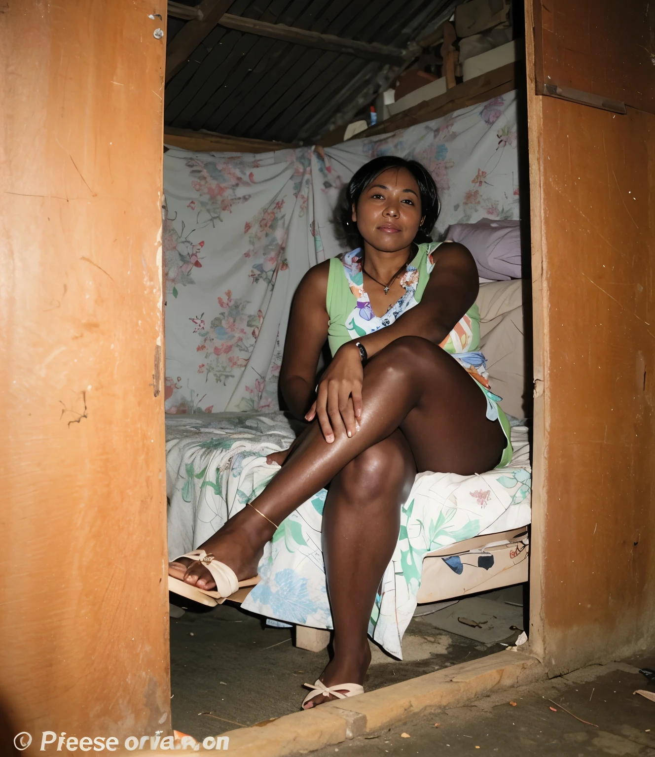 there is a woman sitting on a bed in a room, african domme mistress, 30-year-old woman from cuba, with brown skin, posing in a bedroom, she is about 1 , dark brown skin, she is about 2 0 years old, she is about 20 years old, very dark brown skin!, dark black skin, legs open