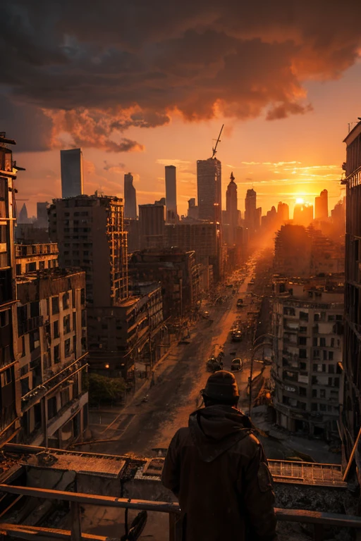 Post-apocalyptic wilderness、City in Ruins、Sunset