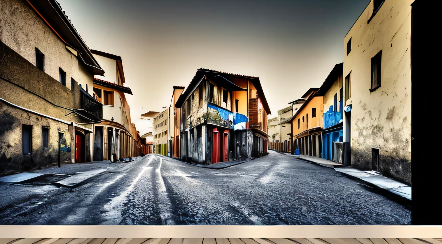 "A sad man passing by a deserted street in Estácio, Rio de Janeiro, with a mural (old wall) depicting torn hearts on an outdoor billboard. (best quality, highres), with ultra-detailed and realistic portrayal, showcasing the vibrant colors and bokeh effect. The mural is created with a mix of painting and illustration techniques, giving it an artistic touch. The street is empty, emphasizing the desolation and loneliness. The old wall showcases a weathered texture, adding character to the scene. The lighting is dramatic, casting long shadows on the wall and creating a sense of mystery. The overall color tone is somber, with a hint of melancholy. The old men walking past the mural is wearing casual attire, conveying a sense of solitude and contemplation. The mural acts as a visual representation of heartbreak and emotional vulnerability, setting a poignant tone for the artwork. The composition of the image is carefully framed to capture the essence of the deserted street and the emotional impact of the mural's imagery.