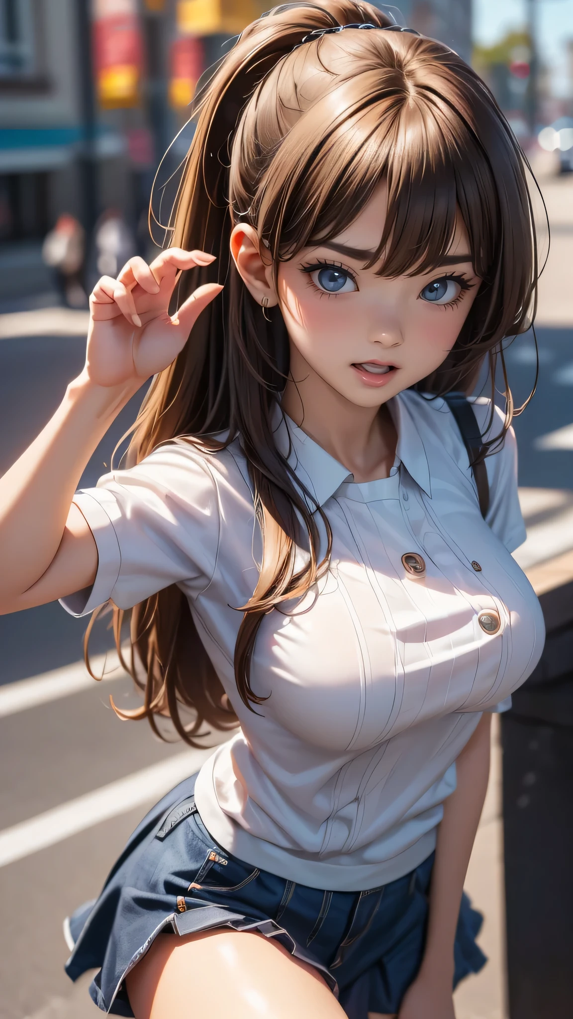 looking at viewer,high school girl,(random pose),(Thin type),(large breasts),(random hairstyle),(Highest image quality, (8K), Ultra-realistic, Best Quality, High quality, High Definition, high quality texture, high detailing, Beautiful detailed, fine detailed, extremely details CG, Detailed texture, realistic representation of face, masterpiece, presence)