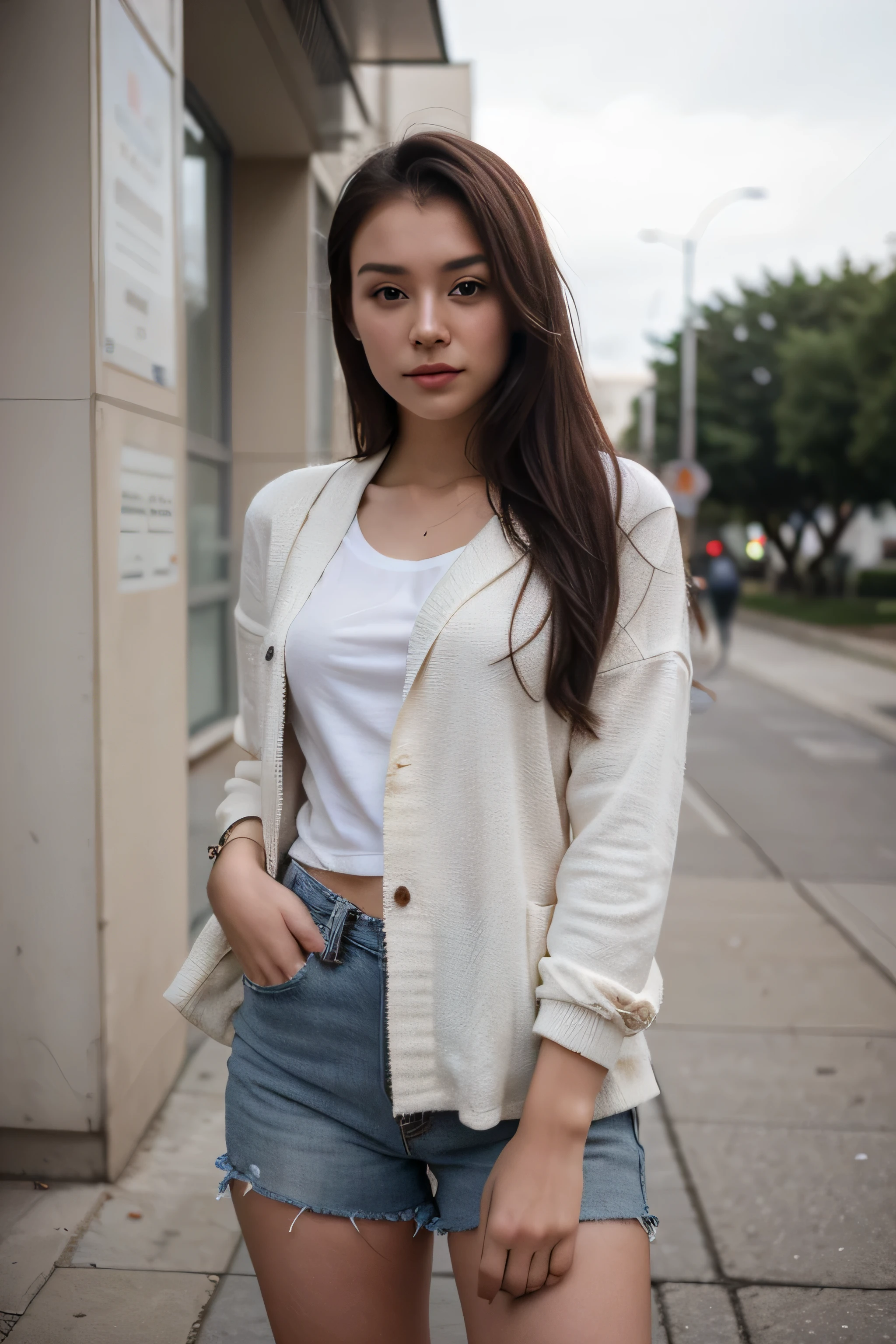 A girl from Kazakhstan, 21 years old, dressed in casual style, ultra texture