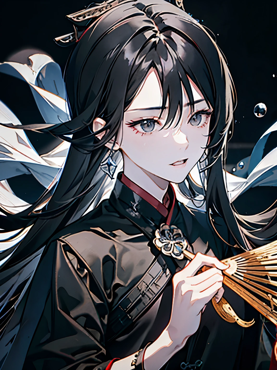 Blackwater Sunken Ship,(Around :1.5),Gorgeous clothing in ancient Chinese style,(Long straight black hair:1.4),(Water plantain:1.35),Close-up of face