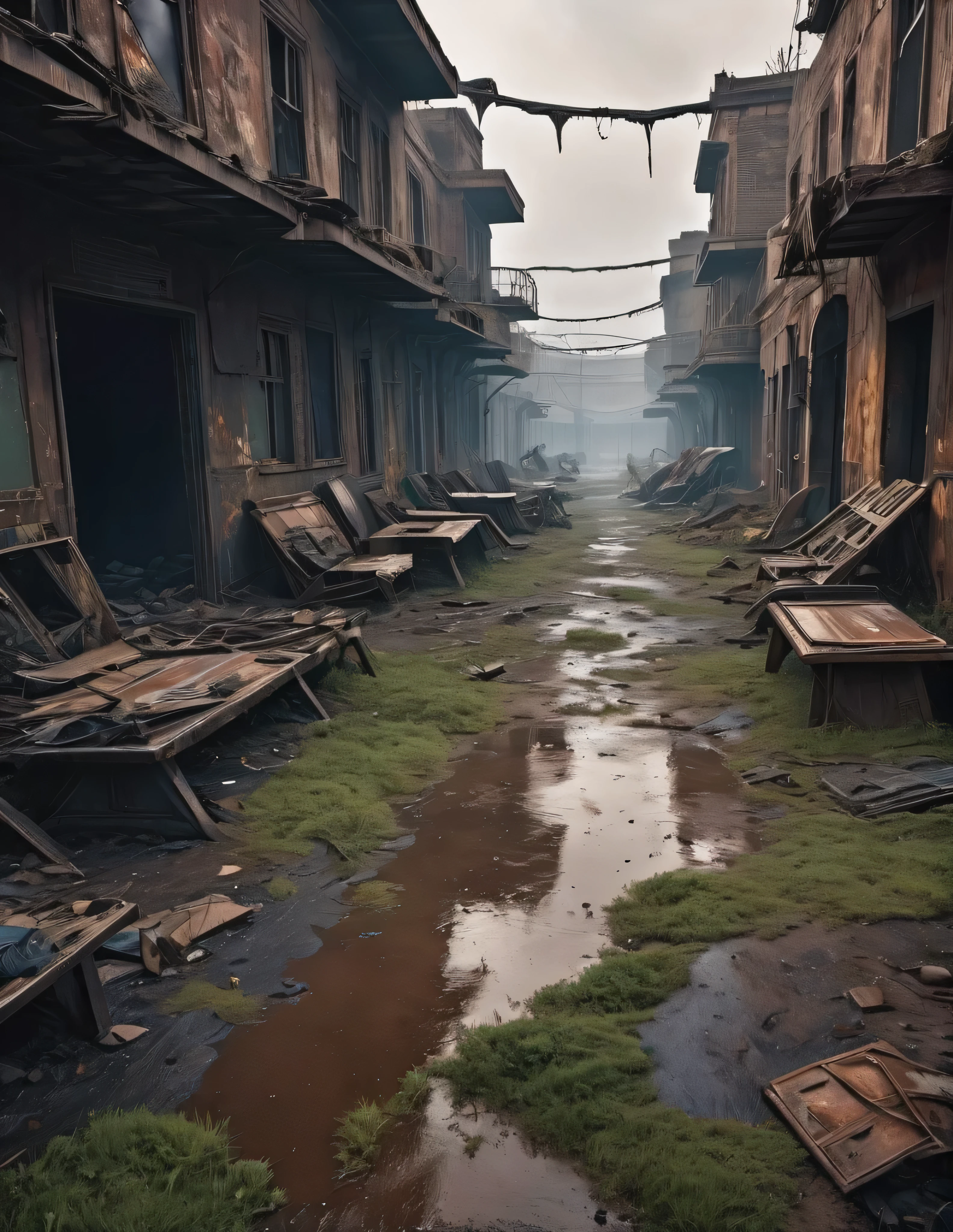 post-apocalyptic wasteland, immersive background, clans war, (best quality, 4k, highres, masterpiece:1.2), ultra-detailed, realistic:1.37, HDR, dark atmosphere, toxic air, barren landscape, isolated survivors, ragged clothing, scavengers, intense battle scenes, weapon-wielding warriors, fierce determination, war-torn society, smoldering fires, scarce resources, makeshift shelters, desolation, dust-filled skies, abandoned vehicles, overgrown vegetation, crumbling statues, tattered flags, post-apocalyptic factions, steely-eyed leaders, weather-worn faces, extreme weather conditions, survival instincts, heightened tension, distressed landscapes, muted color palette, dimly-lit scenes, dramatic lighting, hauntingly beautiful, eerie silence.