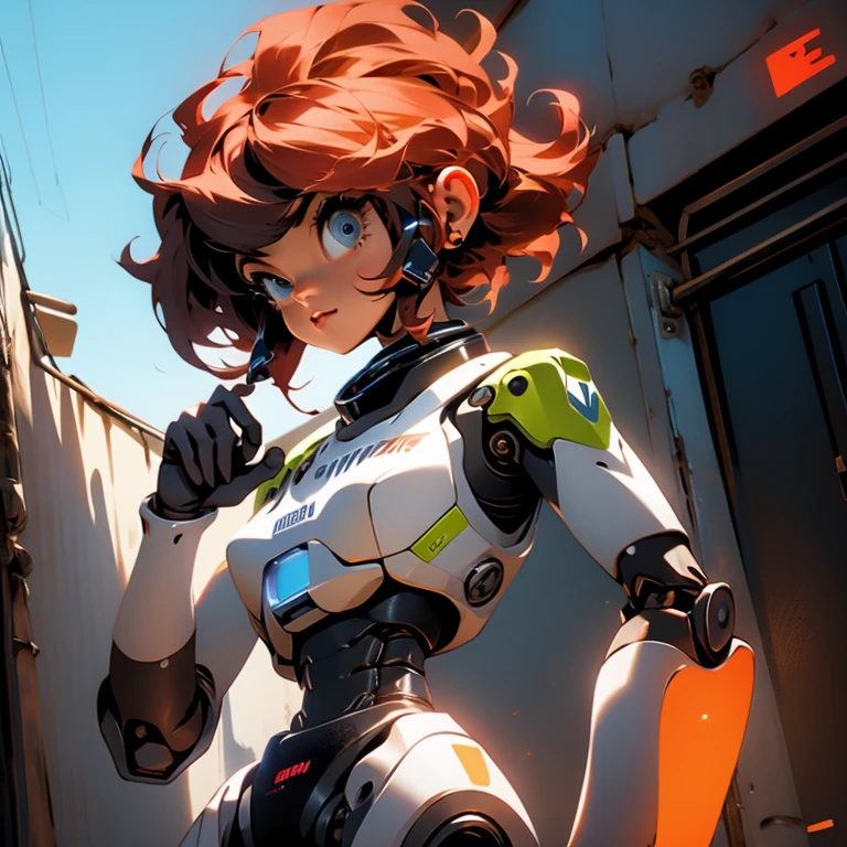 Eva robot Girl inspired by Eva from Pixar Wall-E animation with the wall-e robot in adult format atirando lazers 