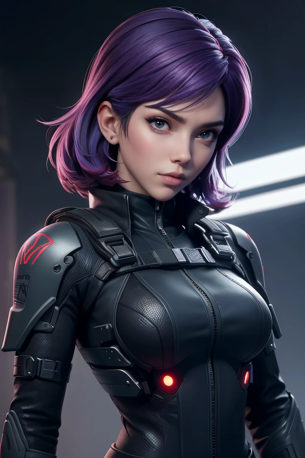 ((Scarlett Johansson)), Nueva York, tiem square, "Tomorrow's watchman" It appears to be a reference to the movie "Fantasma en la concha", where the protagonist is Mayor Motoko Kusanagi. Ella es un cyborg con una mente humana en un cuerpo artificial., working in the Public Security special operations unit. Motoko es conocida por su habilidad en hacking y combate, mientras cuestionaba su propia identidad y humanidad. Con su fuerza e intelecto, Face technological and philosophical threats in a cyberpunk future, explorando temas de identidad, Consciousness and ethics in a world dominated by advanced technology. Mayor Motoko Kusanagi, Un personaje de la "Fantasma en la concha" universo, has a distinctive and iconic appearance. Ella es representada como una hermosa joven de estatura media., con un fuerte, esbelto, athletic figure. Su cabello es normalmente corto y de un color negro profundo., aunque en algunas adaptaciones puede variar en longitud. cara perfecta, Sus ojos a menudo se destacan como un punto focal, since they can be cybernetically altered to vary in color, pattern, and features such as zoom or infrared vision. his skin is pale, a menudo creando un marcado contraste con su cabello negro. Motoko is often seen wearing tactical clothing or futuristic clothing.., reflejando su papel como miembro de una unidad de operaciones especiales altamente avanzada. These suits typically include light armor pieces and integrated technology for combat and infiltration.., In high resolution, detallado, high definition quality.