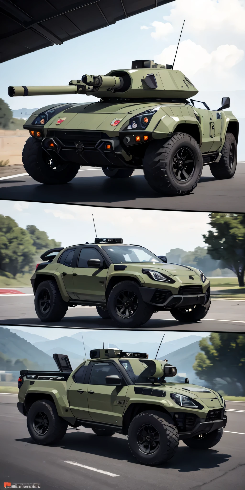 VEHICULO blindado militar FUTURISTA, fibra de carbon , similar a un tanque, dron terrestra, orugas de tanque, the size of 2 humans, longitud 3.5 metros, altura 1.5 metros, torreta con ametralladora garling, random angle