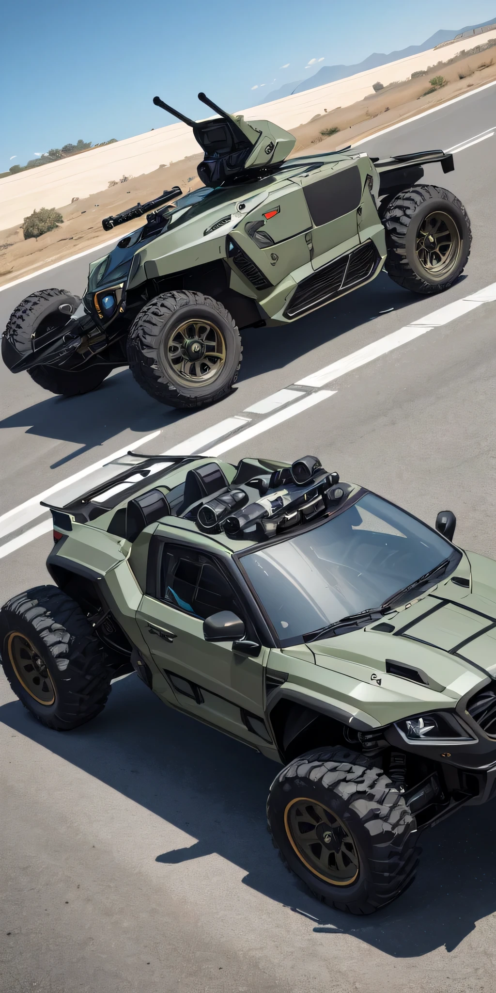 VEHICULO blindado militar FUTURISTA, fibra de carbon , similar a un tanque, dron terrestra, orugas de tanque, the size of 2 humans, longitud 3.5 metros, altura 1.5 metros, torreta con ametralladora garling, random angle