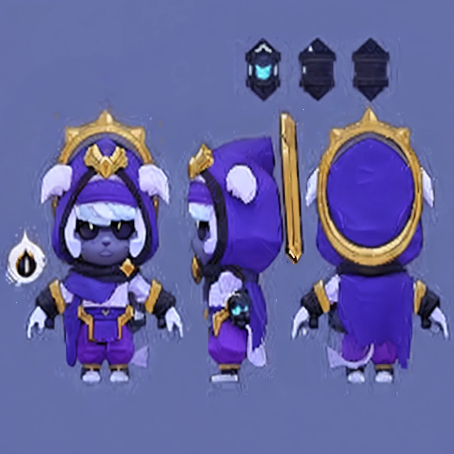 Close-up of a cartoon character of a purple and yellow boy, mysterious art style, duelist style, game asset, Game Character Design, game character art, trending on artstation, polyaccount, Stylized 3D, 3D Characters Reference Sheet, 2d game asset, league of legends style, mobile game asset, Concept-artstyle