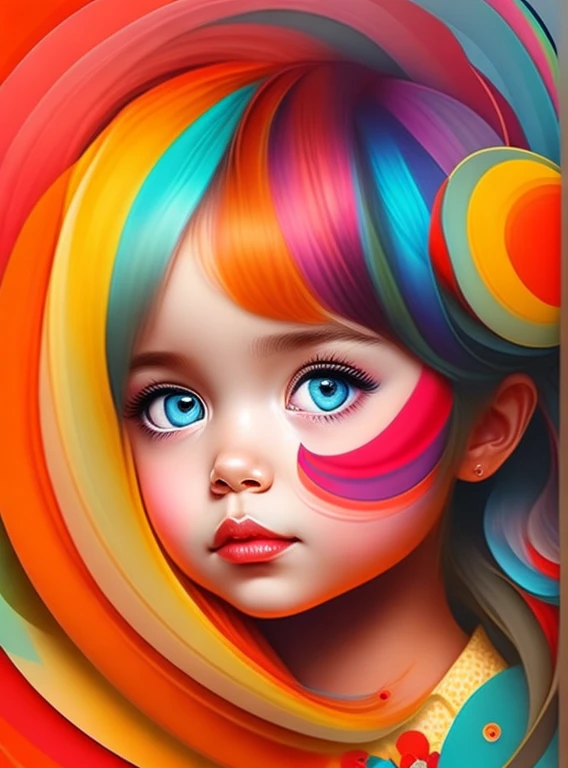 the Colorida abstract of cute girl, (Colorida,altamente detalhado,arte vetorial)