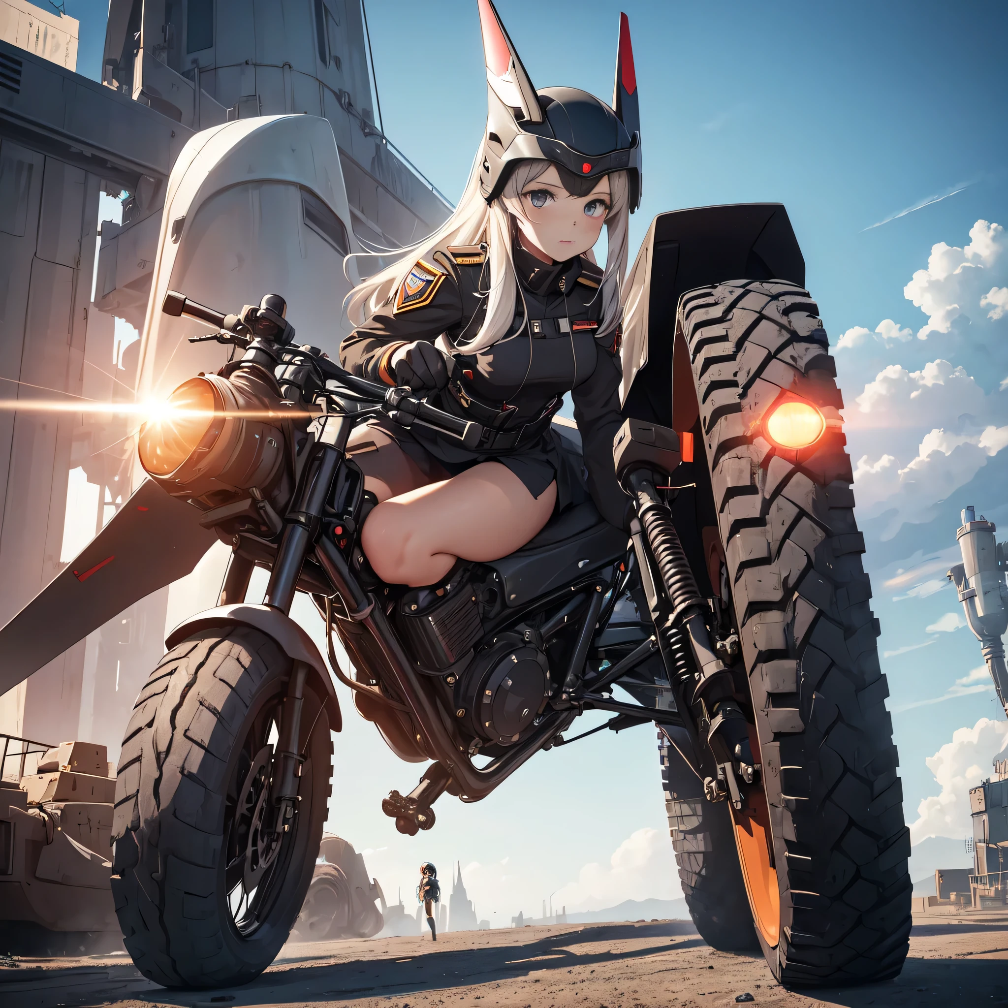VEHICULO blindado militar FUTURISTA, fibra de carbon , similar a un tanque, dron terrestra, orugas de tanque, the size of 2 humans, longitud 3.5 metros, altura 1.5 metros, torreta con ametralladora garling, random angle, naked girl with the cannon inside her vagina, girl in miniskirt raised with the tip of the cannon inside her vagina