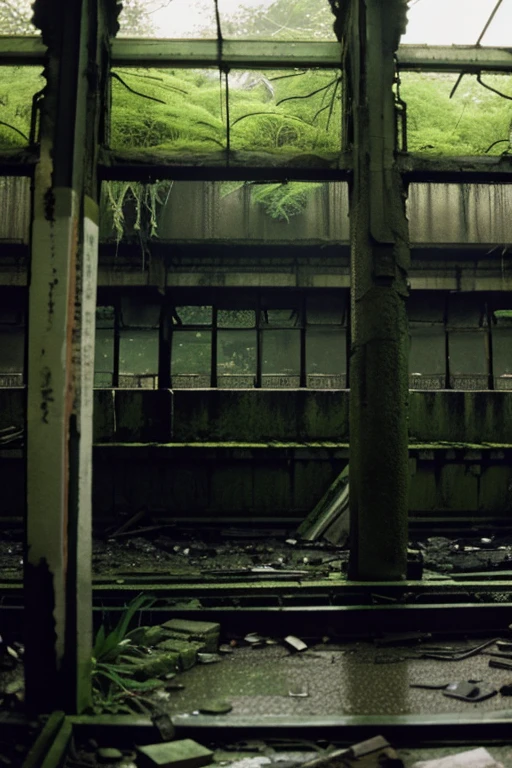 subway,moss,Collapse,Devastation,Inside the ruins is narrow,Showa,Glasses,Women,adventure,Black and White,