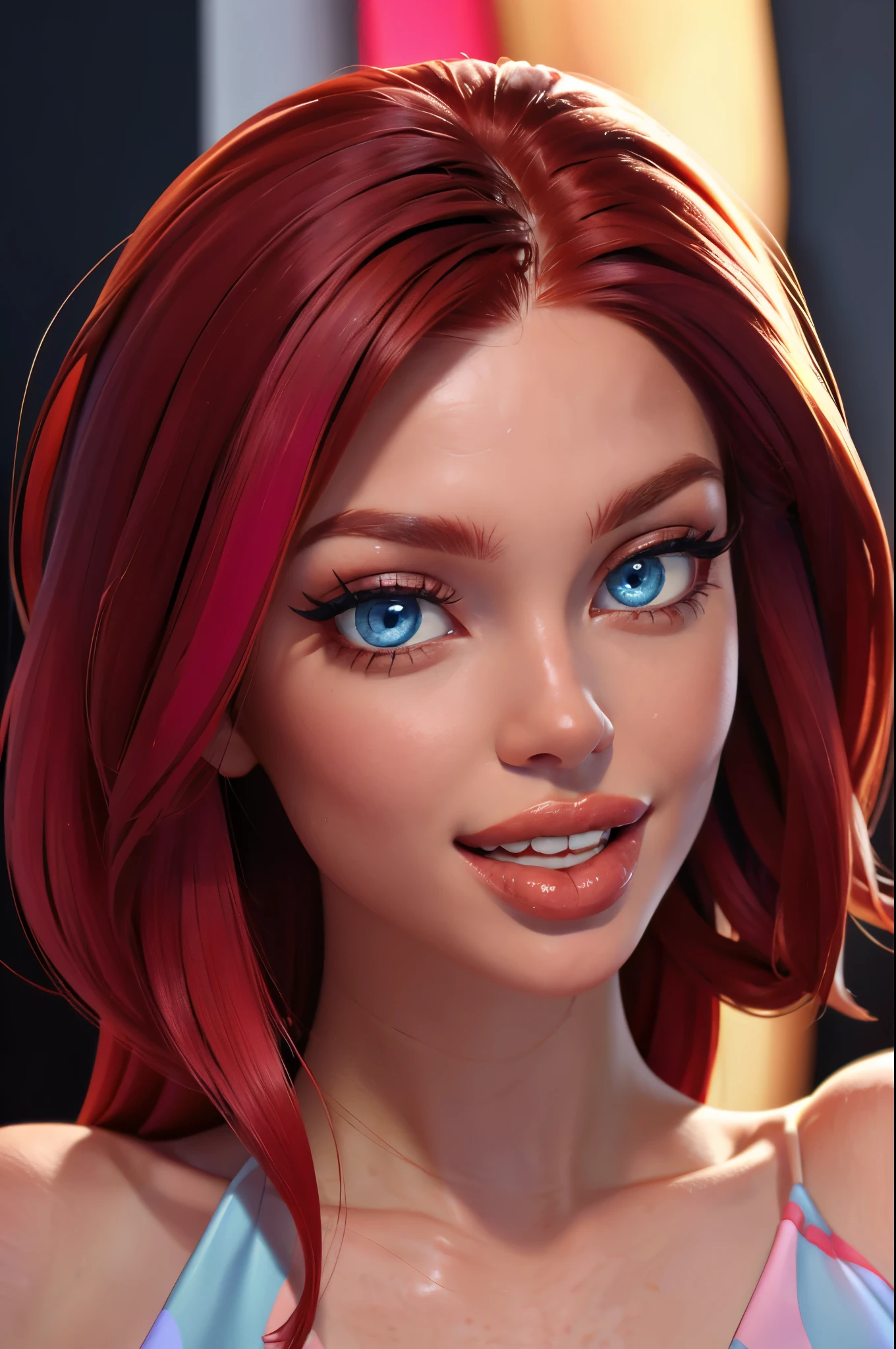 selfie style, (sexy red haired young woman,perfect body,posing,model,stage,luxury hall),(oil painting),(detailed face,beautiful eyes,detailed lips, lips apart),(best quality,highres:1.2),(realistic),(portrait),(vibrant colors),(soft lighting), ((joyful:1.5)), 